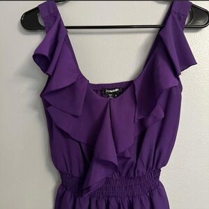 EUC My Michelle Dark Purple Ruffle Bodice Fit & Flare Dress Small